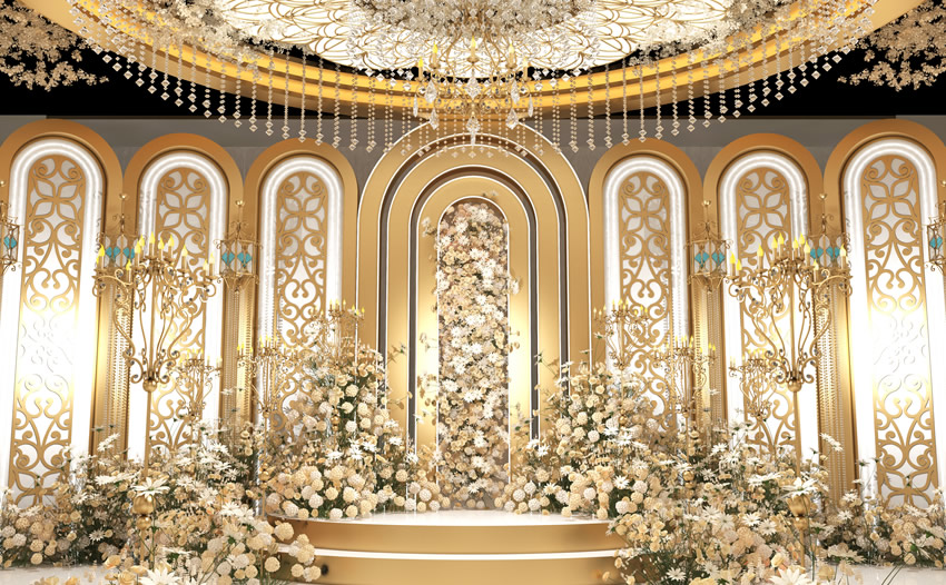 高淳香槟色调婚礼堂效果展示